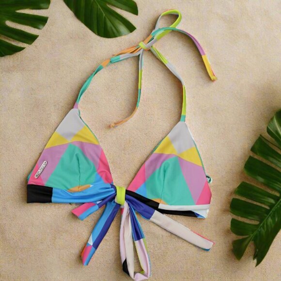 Mara Hoffman Diamond Wrap‎ Bikini Top in Aqua Size XS - Picture 1 of 8